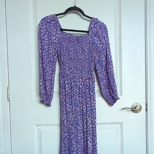J. Crew Milkmaid Style Floral Purple Dress